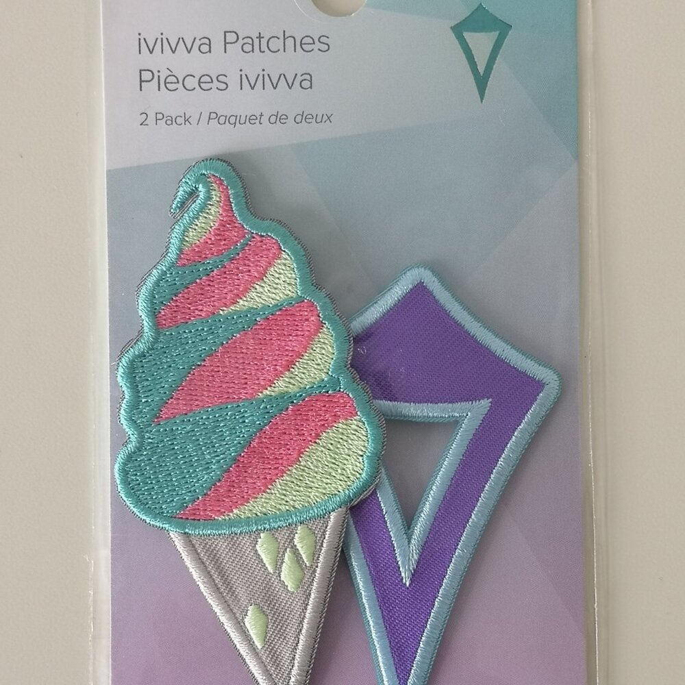 NWT IVIVVA by LULULEMON Multi Color Iron On Patches Ivivva Logo Ice Cream Cone